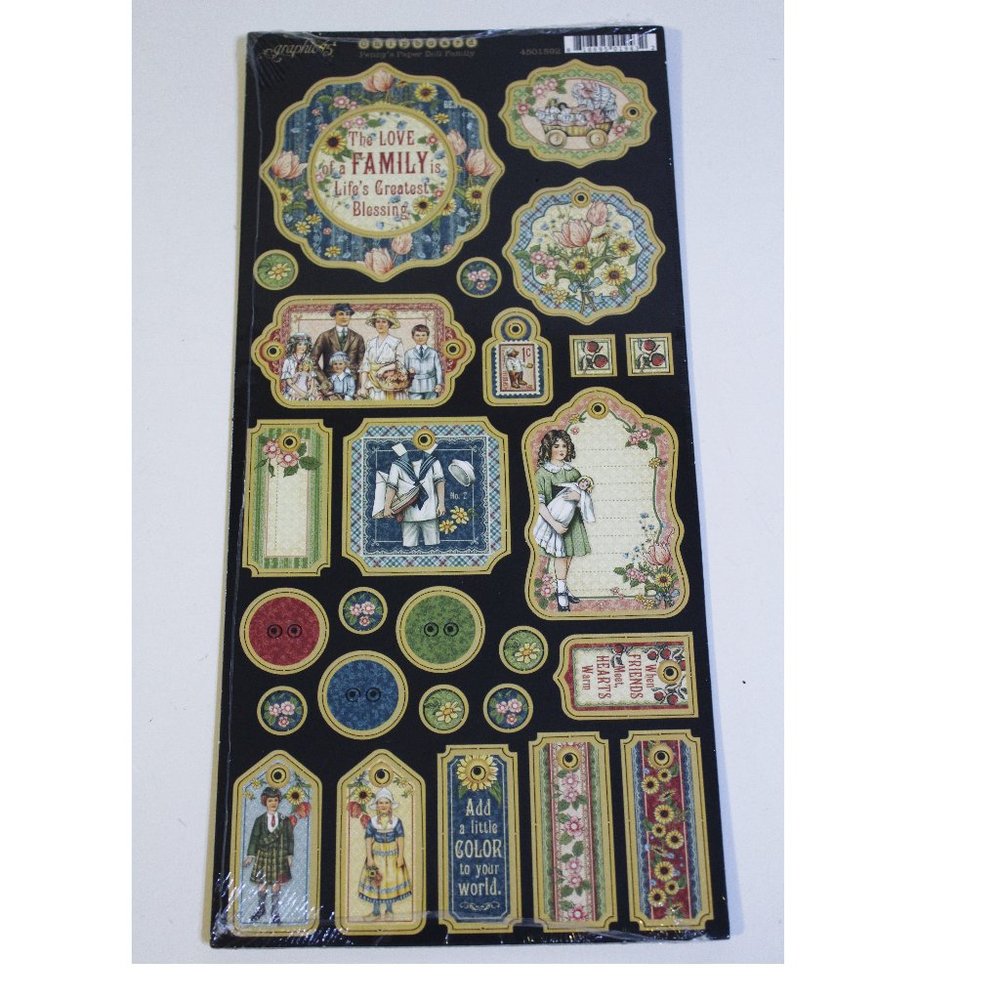 Graphic 45 Penny's Paper Doll Family Die Cut Chipboard Tags Scrapbook